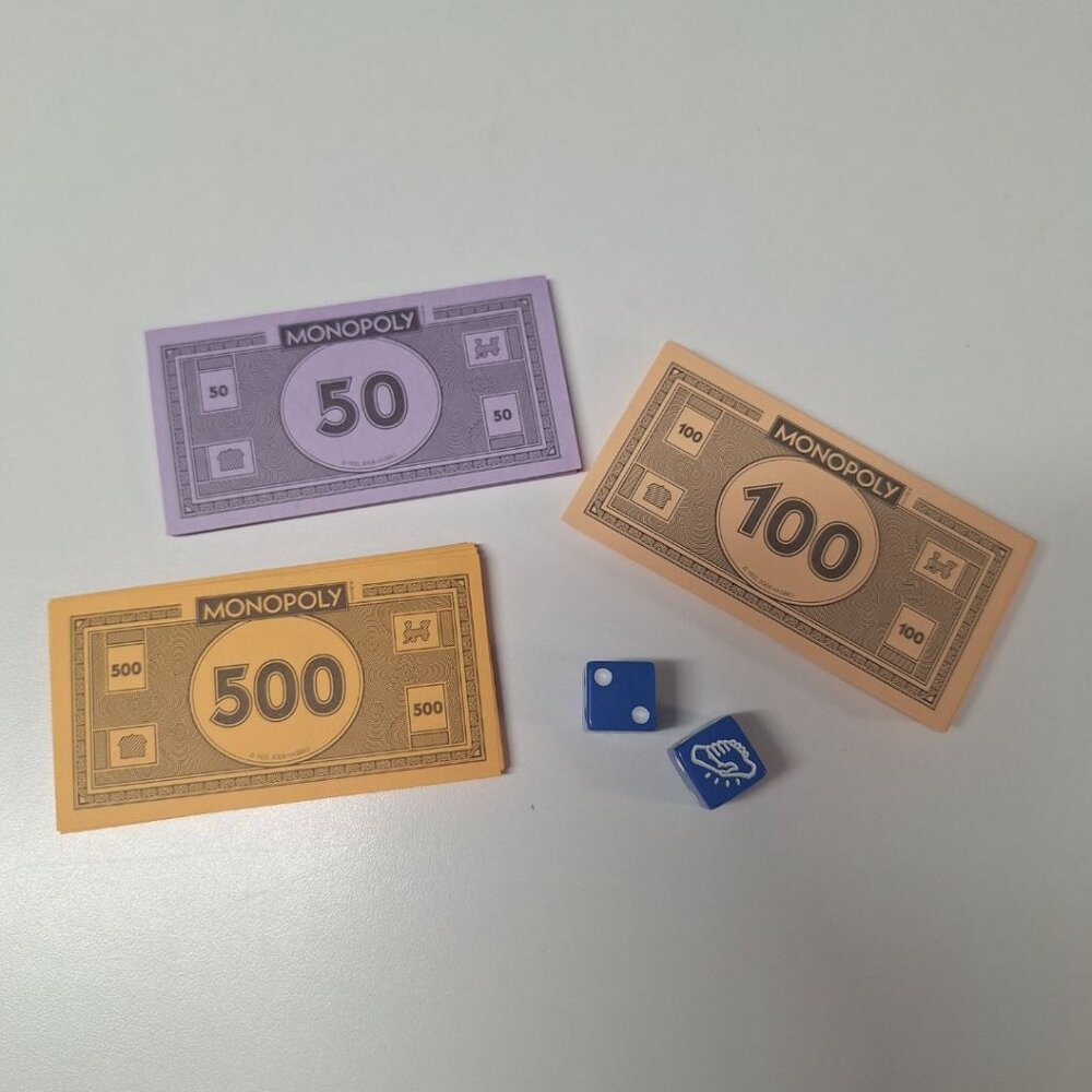 Monopoly Empire 2014 Replacement Pieces Blue Dice Money 500 100